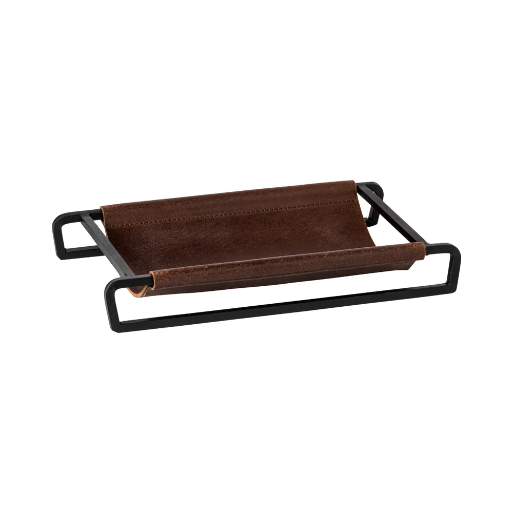 Tabuleiro/Cesto Ret. 25 Couro, Leather, Castanho - Image 2