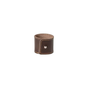 Set 4 Argolas Guardanapo Couro, LEATHER, Castanho
