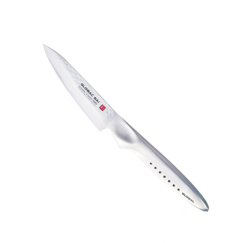 Faca Global SAI-S02R – Faca para descascar, acabamento em martelo, 10 cm