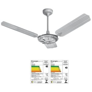 Ventilador Teto Comercial 3 Pas Cinza 127V