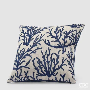 Almofada C/Enchimento 43X43 Coral – Azul Escuro